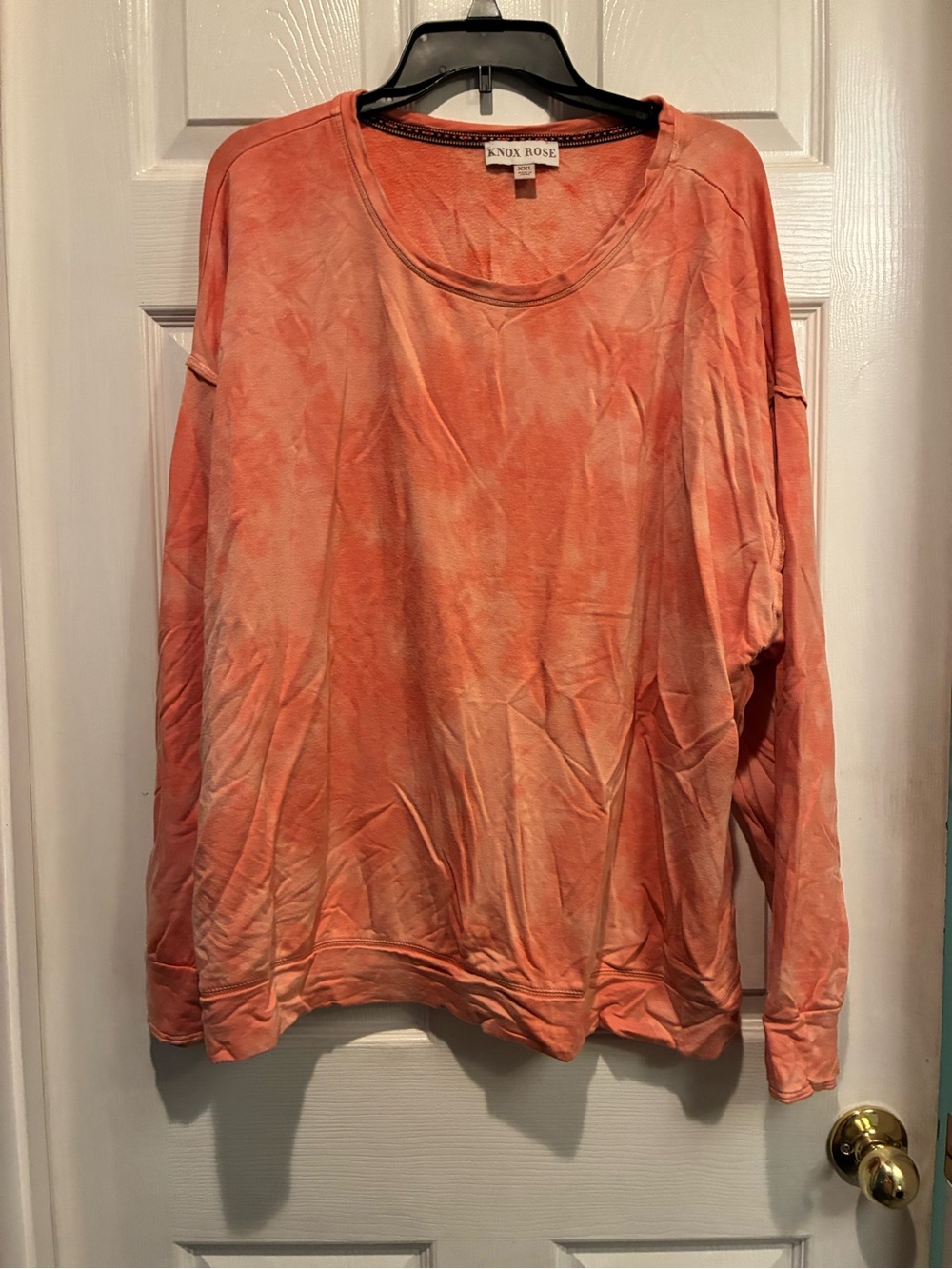 Knox Rose Peach Coral Tie-Dye Long Sleeve Sweatshirt